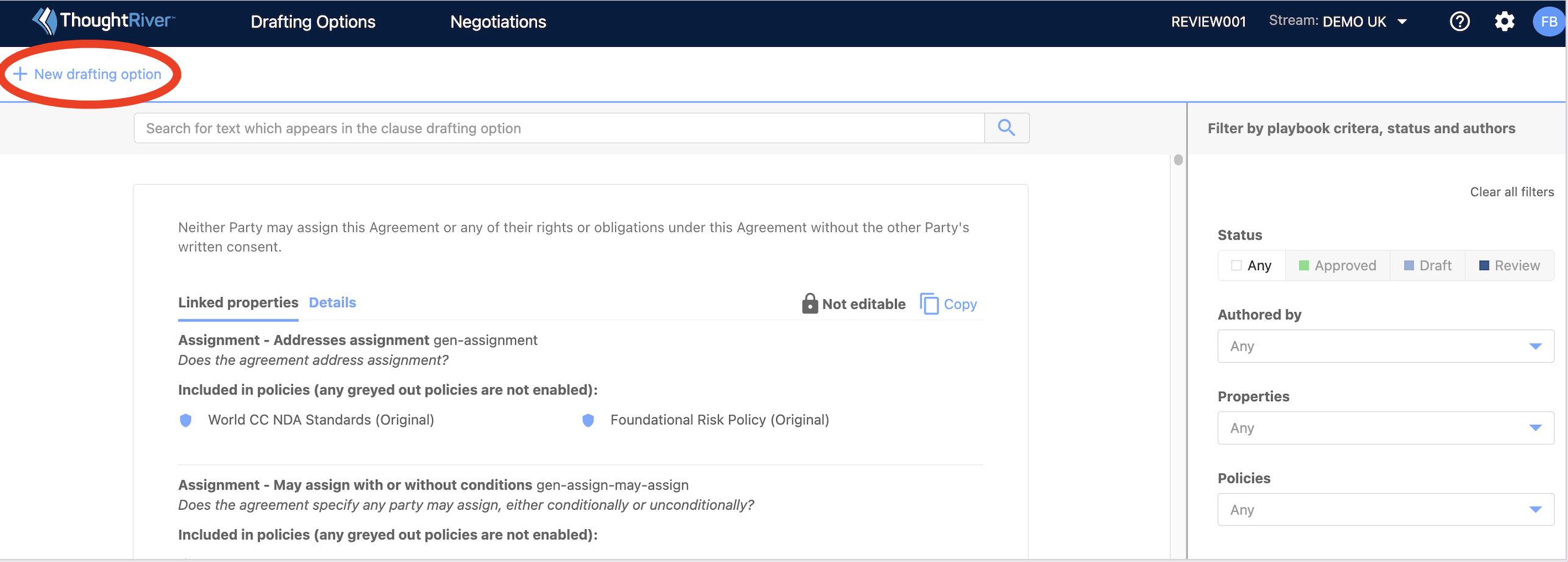 Create Drafting Option