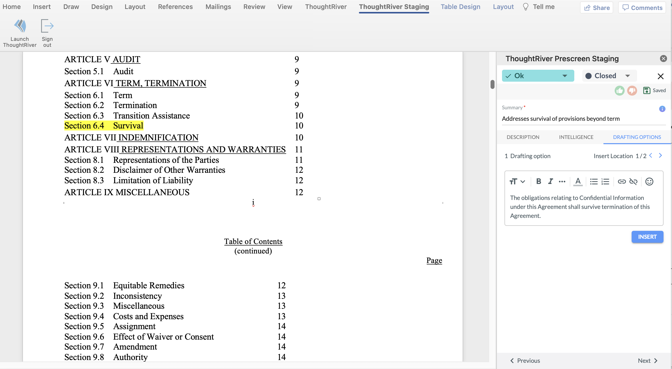 Insert Drafting Options in Word